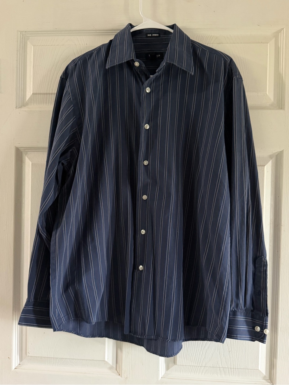 Van Heusen Navy Pinstripe Long-Sleeve Dress Shirt